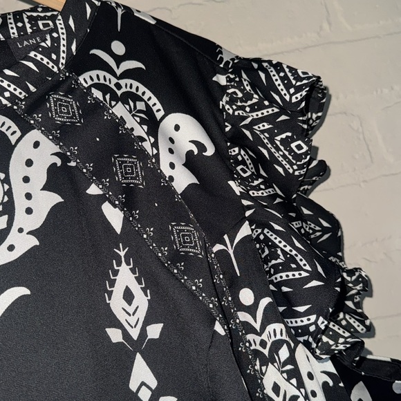 Lane Bryant dress black & White Hadley Floral flutter cap sleeve 26 like new - Picture 3 of 7